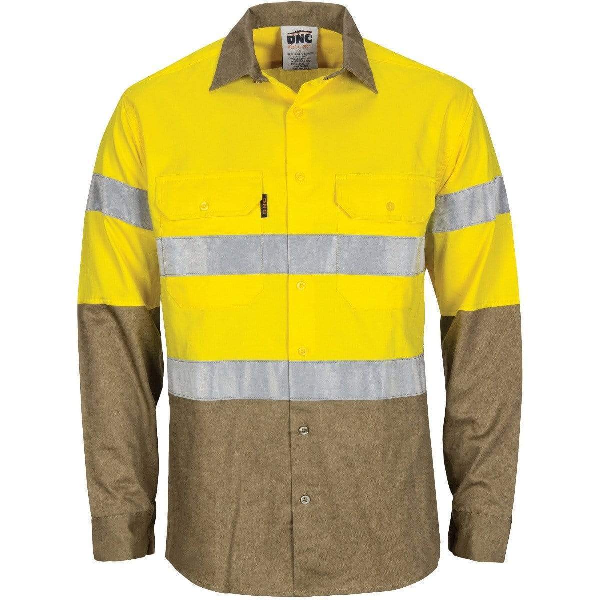 Dnc Workwear Hi-vis Lightweight Cool-breeze T2 Vertical Vented Cotton Shirt With Long Gusset Sleeves And Generic Tape - 3784 Metro Workwear.